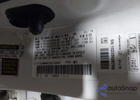 2014 Honda Cr-V Ex-L z USA, uszkodzony, nr VIN 5J6RM4H70EL046836